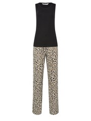 Long Tall Sally Black Leopard Print Wide Leg Pyjama Set - Image 5 of 5