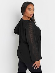 Negro - Blusa con mangas de efecto devoré de Yours Curve - Imagen 4 de 6