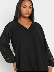 Negro - Blusa con mangas de efecto devoré de Yours Curve - Imagen 5 de 6