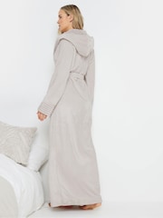 Long Tall Sally Natural Ribbed Trim Hooded Maxi Robe - Image 3 of 4
