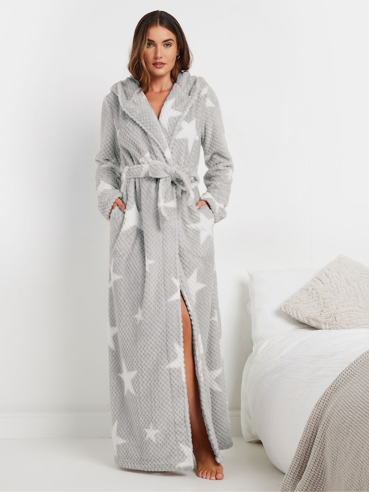 Long Tall Sally Grey Honeycomb Star Hooded Maxi Robe - Image 1 of 5