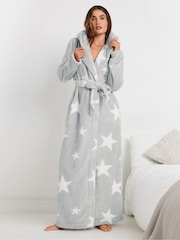 Long Tall Sally Grey Honeycomb Star Hooded Maxi Robe - Image 3 of 5