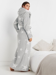 Long Tall Sally Grey Honeycomb Star Hooded Maxi Robe - Image 4 of 5