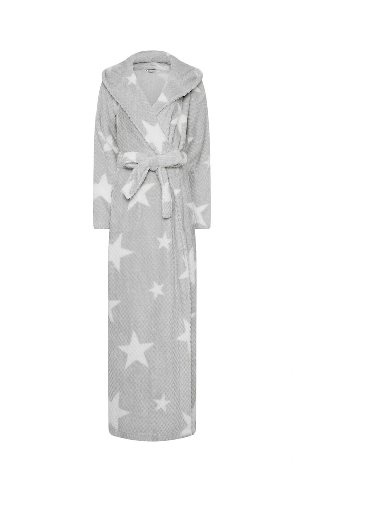 Long Tall Sally Grey Honeycomb Star Hooded Maxi Robe - Image 5 of 5