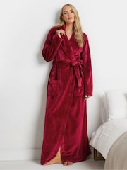 Long Tall Sally Red Fluffy Shawl Collar Maxi Robe - Image 1 of 9