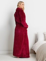 Long Tall Sally Red Fluffy Shawl Collar Maxi Robe - Image 2 of 9