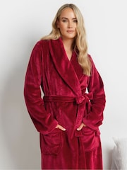 Long Tall Sally Red Fluffy Shawl Collar Maxi Robe - Image 3 of 9