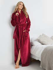 Long Tall Sally Red Fluffy Shawl Collar Maxi Robe - Image 5 of 9