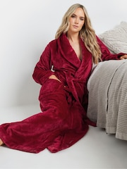 Long Tall Sally Red Fluffy Shawl Collar Maxi Robe - Image 6 of 9