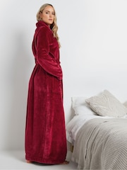 Long Tall Sally Red Fluffy Shawl Collar Maxi Robe - Image 7 of 9