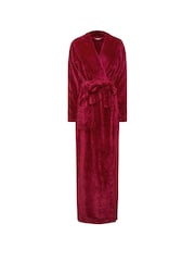 Long Tall Sally Red Fluffy Shawl Collar Maxi Robe - Image 8 of 9