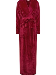 Long Tall Sally Red Fluffy Shawl Collar Maxi Robe - Image 9 of 9