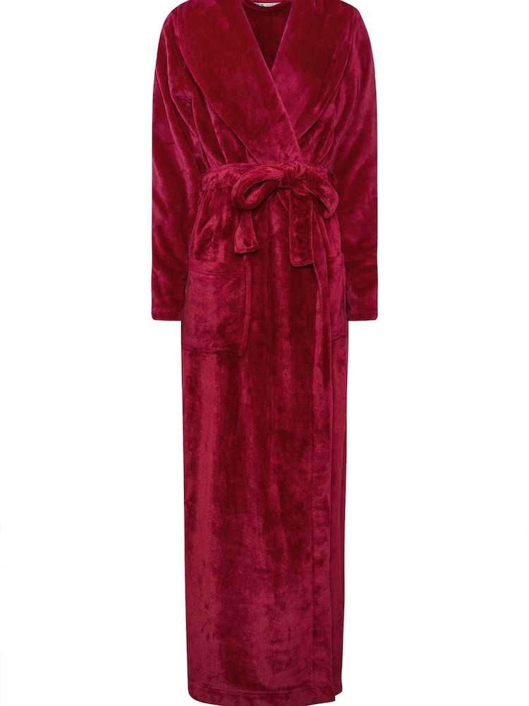 Long Tall Sally Red Fluffy Shawl Collar Maxi Robe - Image 9 of 9