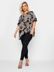 Yours Curve Dark Black Chain Back Short Sleeve Blouse - Image 5 of 6