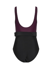 Long Tall Sally Purple Belted Colourblock Swimsuit - Image 6 of 6