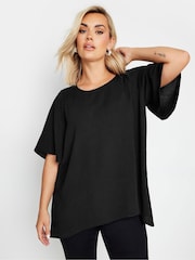 Yours Curve Black Chain Back Short Sleeve Blouse - Image 1 of 6