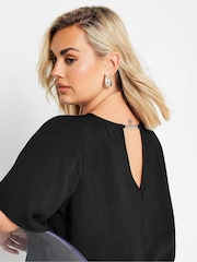 Yours Curve Black Chain Back Short Sleeve Blouse - Image 2 of 6