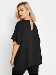 Yours Curve Black Chain Back Short Sleeve Blouse - Image 4 of 6