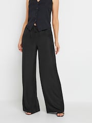 Long Tall Sally Black Textured Wide Leg Trousers - Image 2 of 5