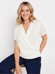 M&Co White Short Sleeve Wrap Top - Image 1 of 5