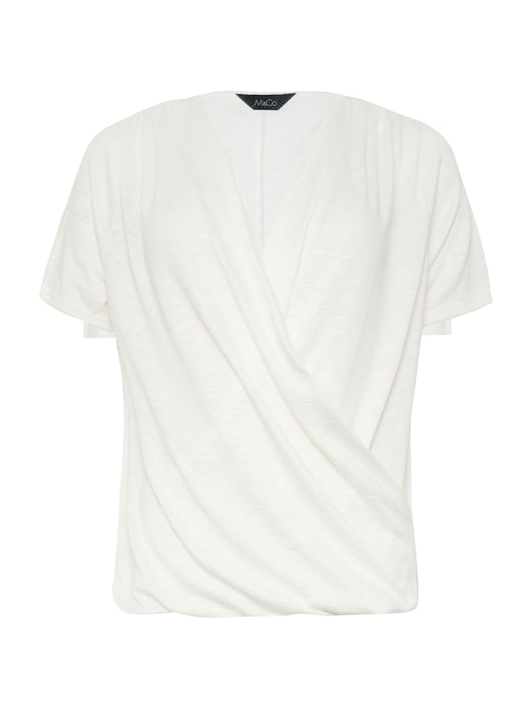 M&Co White Short Sleeve Wrap Top - Image 5 of 5