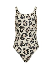 Long Tall Sally Natural Animal Print Scoop Back Swimsuit - Image 5 of 6