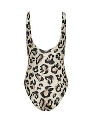 Long Tall Sally Natural Animal Print Scoop Back Swimsuit - Image 6 of 6