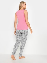 طقم بيجامة قطن 100% ببنطلون طويل بأساور كاحل مزيّن بطبعة قلوب من Long Tall Sally - صورة 2 من 5