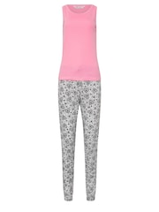 طقم بيجامة قطن 100% ببنطلون طويل بأساور كاحل مزيّن بطبعة قلوب من Long Tall Sally - صورة 5 من 5