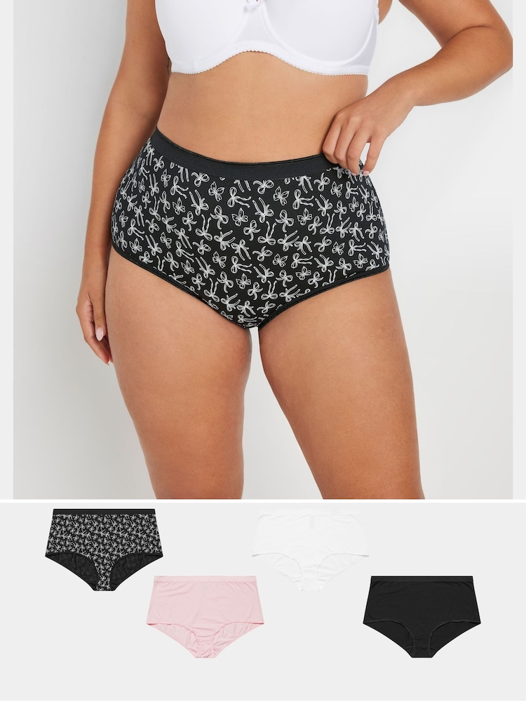 Yours Curve Black Full Briefs 5 Pack With Stretch - Image 1 of 9