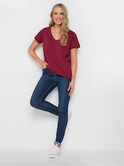 Long Tall Sally Red V-Neck Short Sleeve 100% Cotton T-Shirts 3 Pack - Image 3 of 4