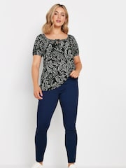 M&Co Black Short Sleeve Printed Boho Top - Image 3 of 5