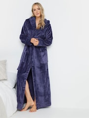 Long Tall Sally Purple Ribbed Trim Hooded Maxi Robe - Image 1 of 4