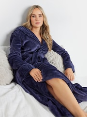 Long Tall Sally Purple Ribbed Trim Hooded Maxi Robe - Image 2 of 4
