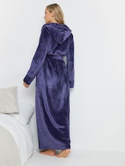Long Tall Sally Purple Ribbed Trim Hooded Maxi Robe - Image 3 of 4