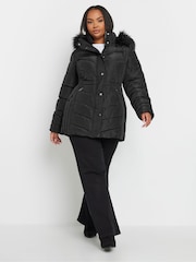 Yours Curve Black Padded Short coat - Image 2 of 4