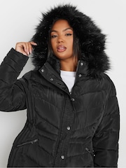 Yours Curve Black Padded Short coat - Image 4 of 4