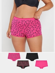Yours Curve Pink Shorts 5 Pack With Stretch - Image 1 of 9