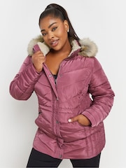 Yours Curve Pink Padded Short coat - Image 1 of 5