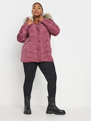 Yours Curve Pink Padded Short coat - Image 2 of 5
