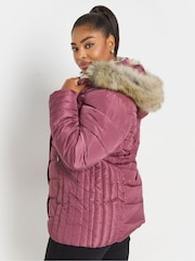 Yours Curve Pink Padded Short coat - Image 3 of 5