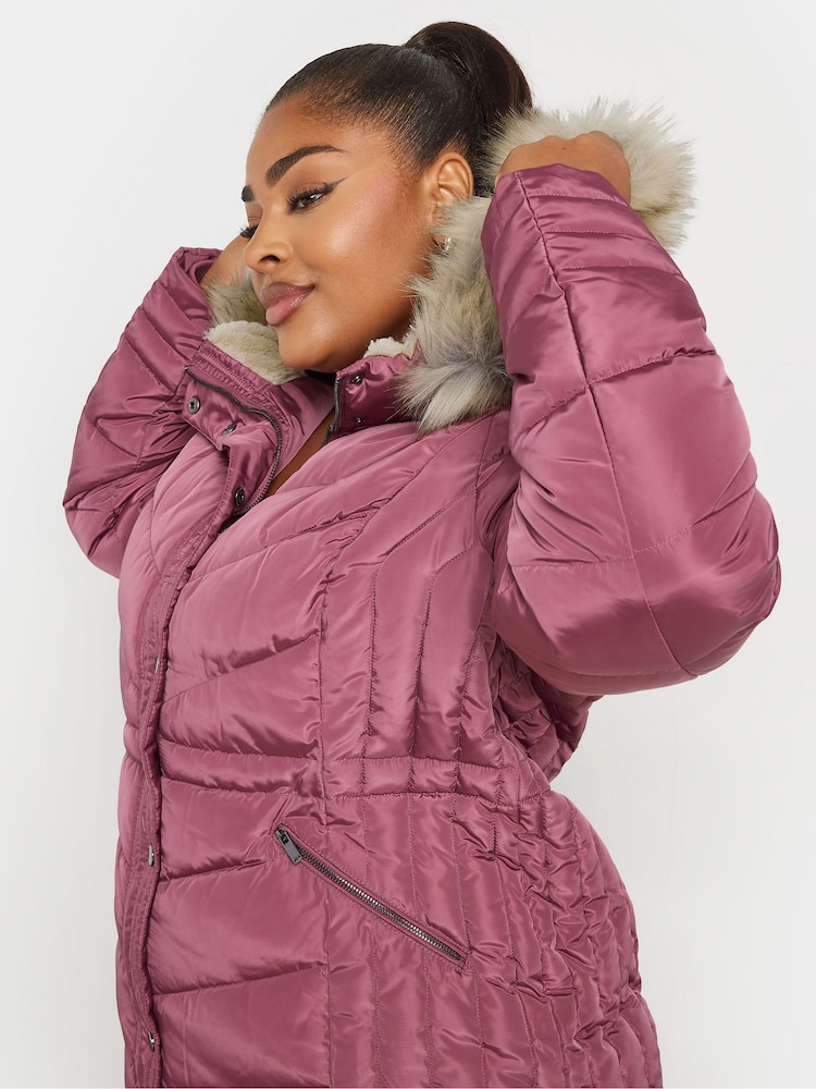 Roze - Yours Curve gewatteerde korte jas - Image 4 of 5
