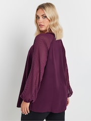 Morado - Blusa con mangas de efecto devoré de Yours Curve - Imagen 3 de 5