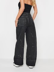 PixieGirl Petite Black Paint Splatter Jeans - Image 3 of 5