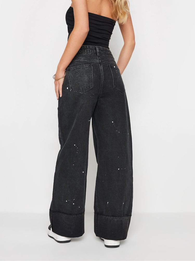 PixieGirl Petite Black Paint Splatter Jeans - Image 3 of 5