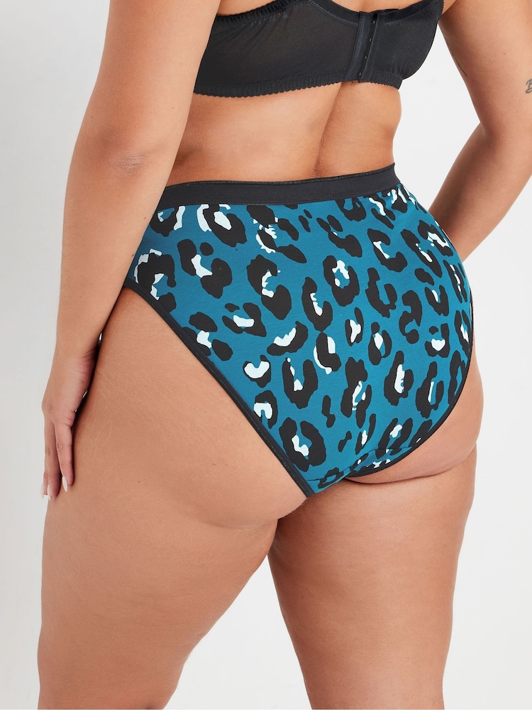 Yours Curve Green High Leg Briefs 5 Pack With Stretch - Image 4 of 8