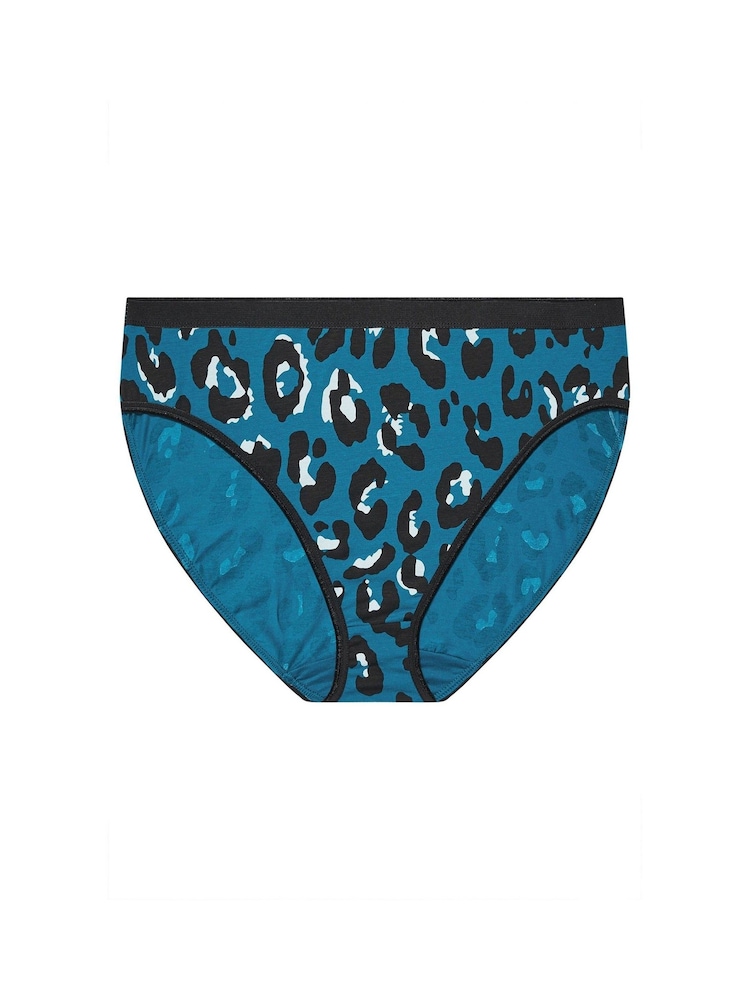 Yours Curve Green High Leg Briefs 5 Pack With Stretch - Image 6 of 8