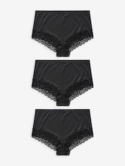 Yours Curve Black Lace Trim Briefs 3 Pack - Image 5 of 9
