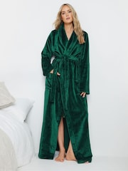 Long Tall Sally Green Fluffy Shawl Collar Maxi Robe - Image 1 of 5