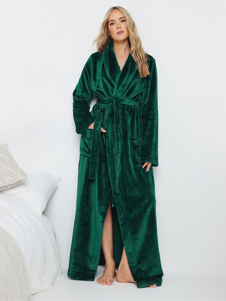 Grün - Long Tall Sally Maxi-Bademantel mit flauschigem Schalkragen - Bild 1 von 5 Grün - Long Tall Sally Maxi-Bademantel mit flauschigem Schalkragen - Bild 1 von 5